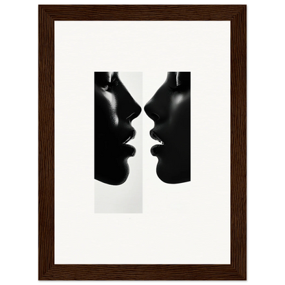 Two silhouetted profiles in black and white from Liminal Echoes framed poster