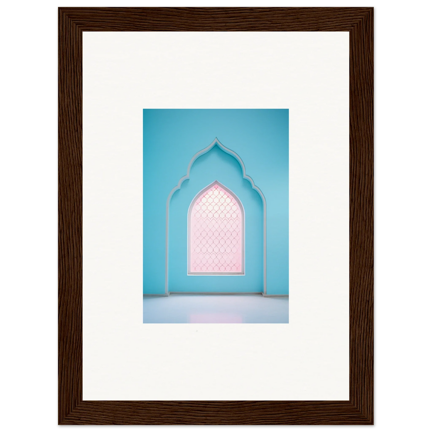 Framed photograph of an ornate Islamic archway with a pink window from Souls Diffilveres