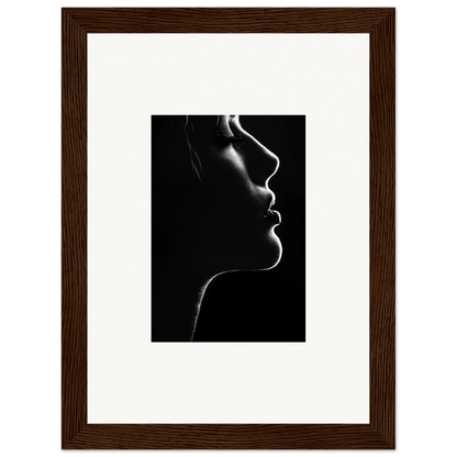 Dramatic black and white profile silhouette in Velvet Void Sensation framed wall art