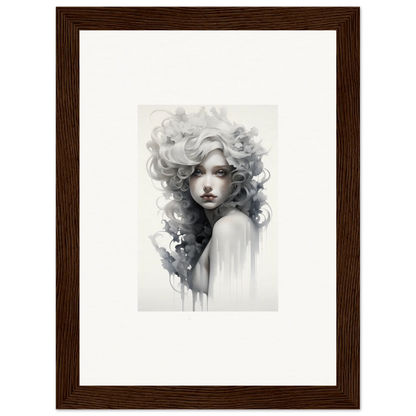 Framed black and white watercolor portrait from Visions Veil Morphling collection