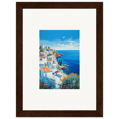 Framed Mediterranean coastal artwork in Sunlit Dreamscape Promise special edition art™