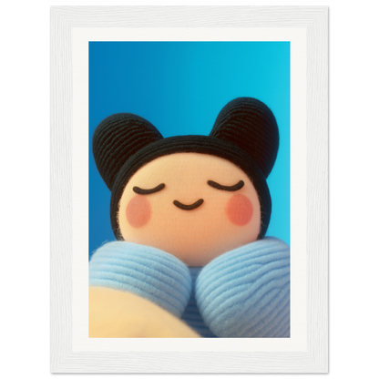 Skybound Plush Reverie framed wall art with a cute plush face on a vibrant sky background, perfect for home and room decor.