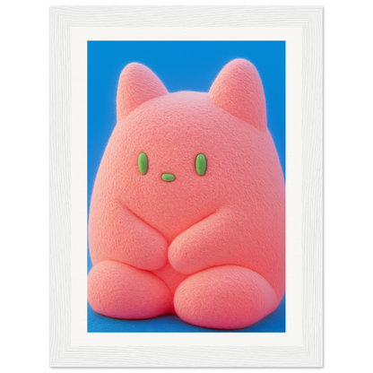 Plush Pink Cosmos wall art featuring a whimsical character on blue background, perfect for cool room decor and home style.