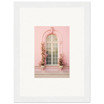 Arched pink window with white panes and flowers, featured in Vitalose Rose Sonnet