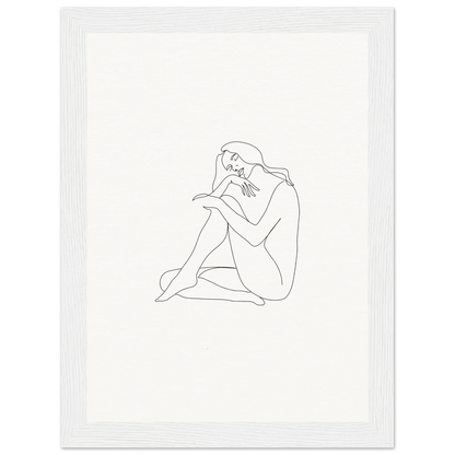 Simple line drawing of a thoughtful nude figure for Mindful Dream Tangles framed wall art