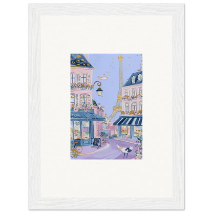 Whimsical watercolor of a Parisian street scene with Eiffel Tower for Hat Lemons Paris