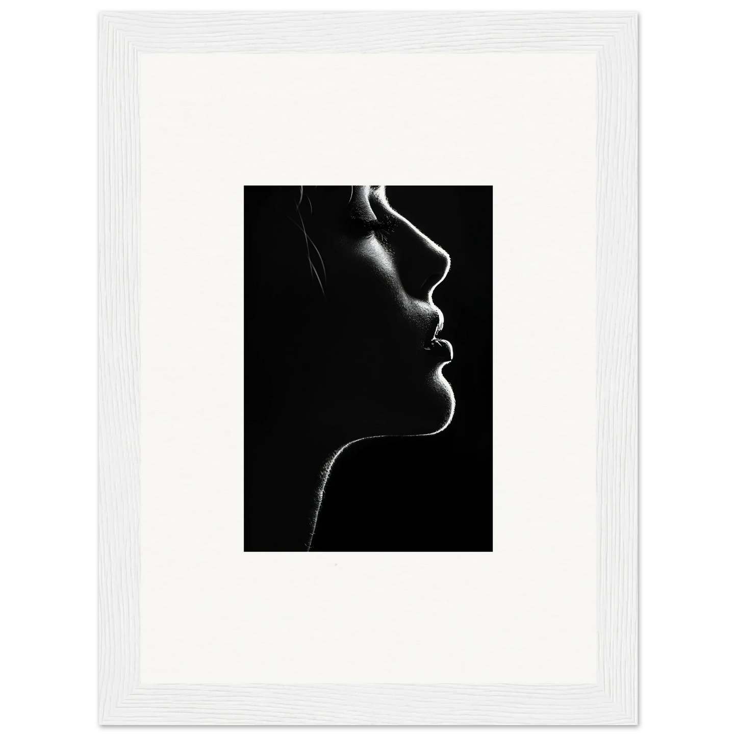 Dramatic black and white silhouette with rim lighting for Velvet Void Sensation art