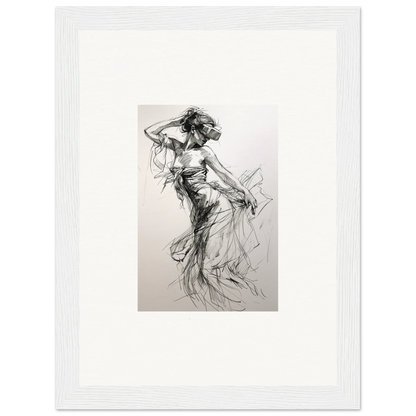 Charcoal sketch of a dancer in flowing dress from Mystic Quantum Soliloquy special edition art™