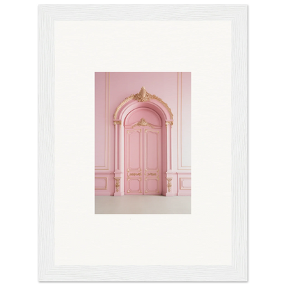 Ornate pink door with carved archway in Paris Dreams Frame special edition art™