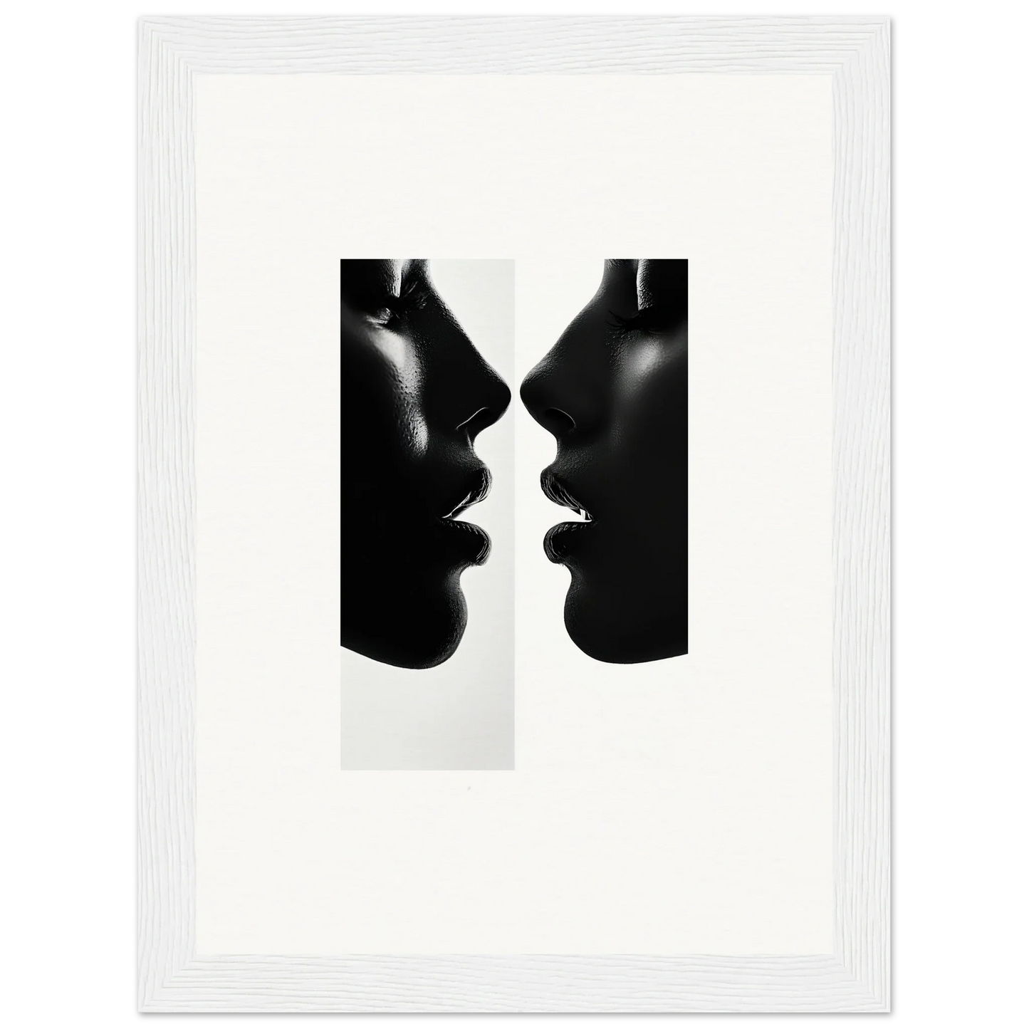 Two black and white silhouettes facing in Liminal Echoes special edition art™ framed poster