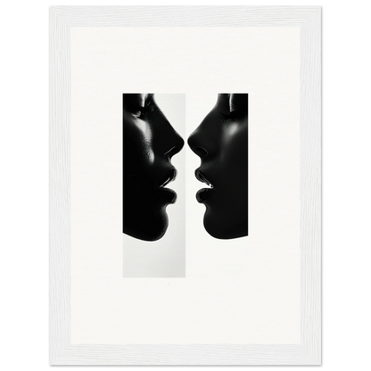 Two black and white silhouettes facing in Liminal Echoes special edition art™ framed poster