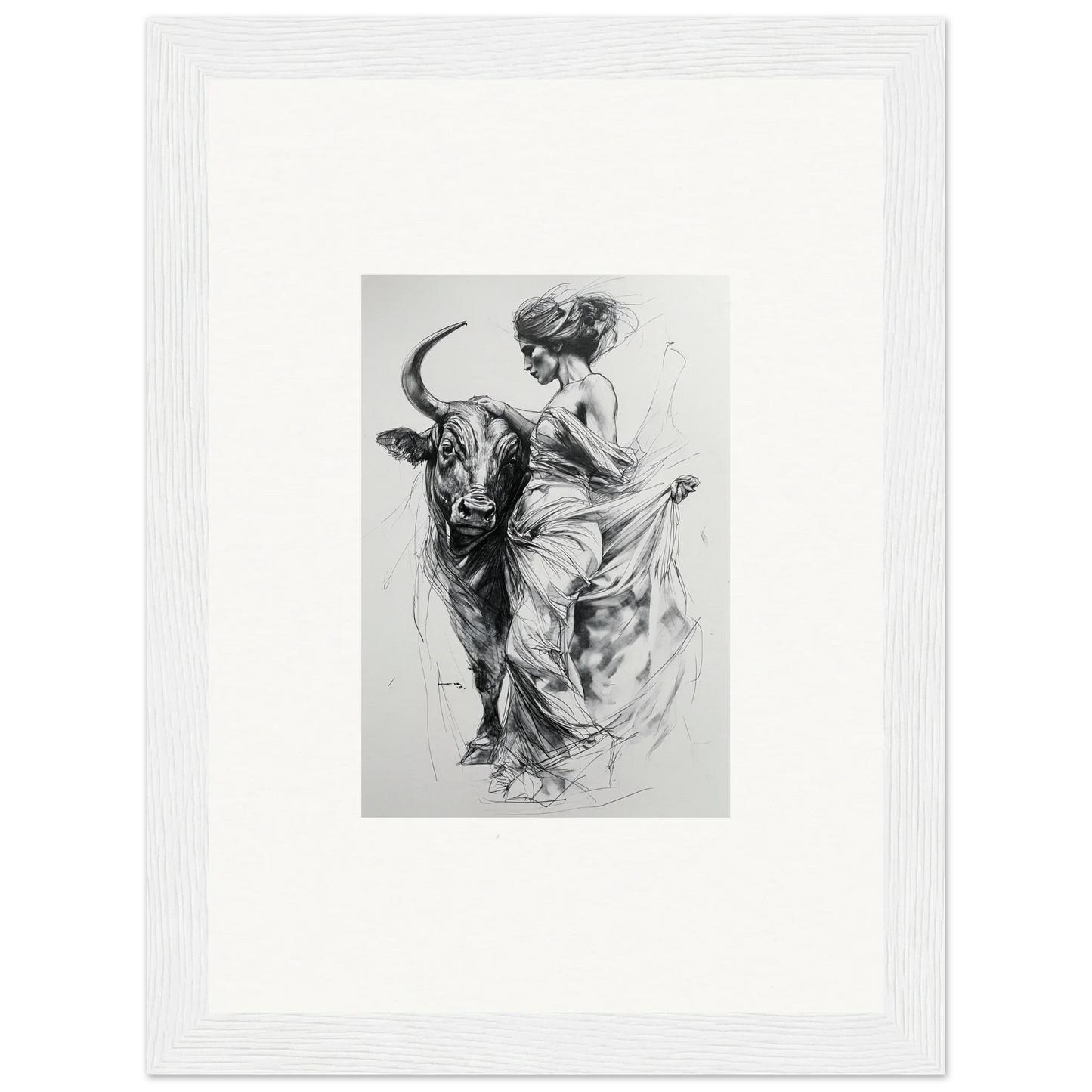 Black and white sketch of matador and bull in dynamic motion for Marvelous Taurine Serenade