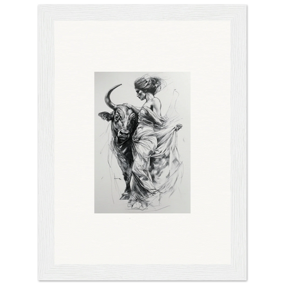 Black and white sketch of matador and bull in dynamic motion for Marvelous Taurine Serenade