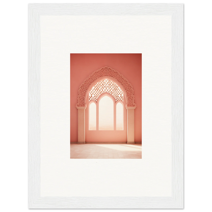 Ornate archway with Islamic patterns in coral pink from Versaille Sunset Reimagined art