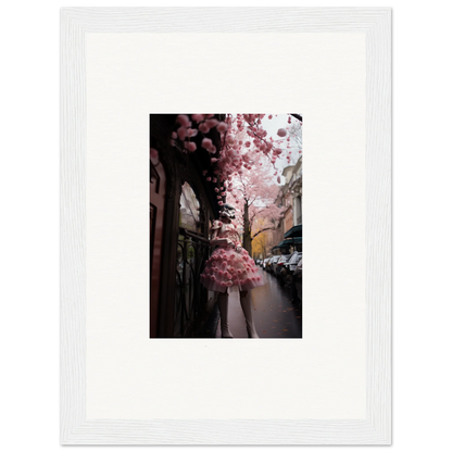 Cherry blossom tree blooms along a street in Petal Eccentricity Revealed art print