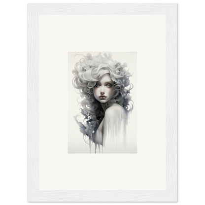 Black and white watercolor portrait of flowing hair in Visions Veil Morphling art