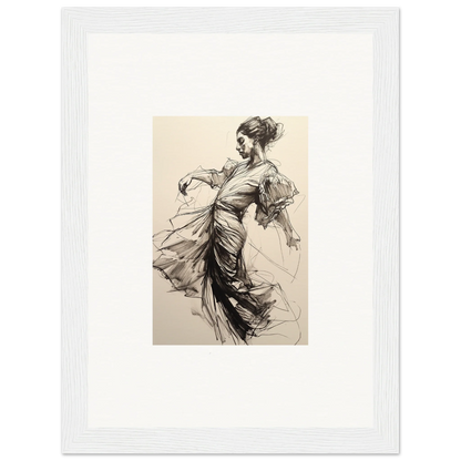 Elegant sketch of a dancer in flowing dress for Whirling Midnight Form framed wall art