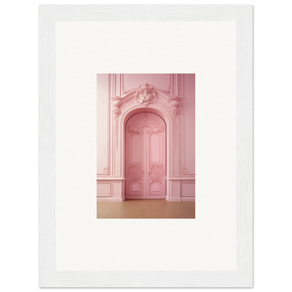 Ornate pink door with baroque molding from Gentle Whims Myths premium framed wall art