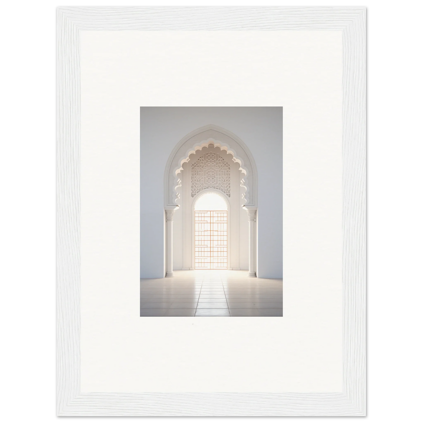 White arched doorway with ornate details, part of Threshold Dreamscapes Portal art™