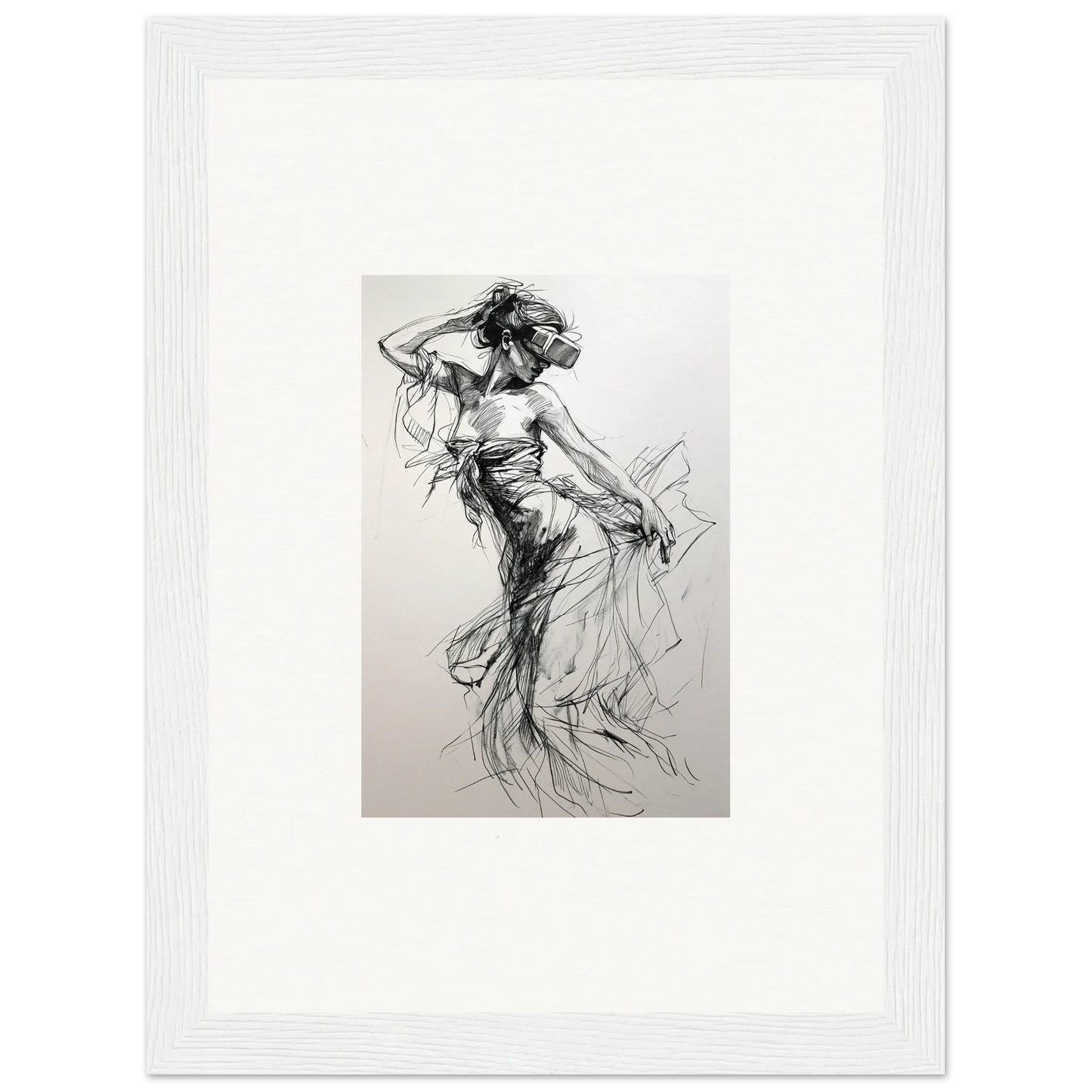 Expressive charcoal sketch of a dancer showcasing fluid motion in Virtual Grace Sketch