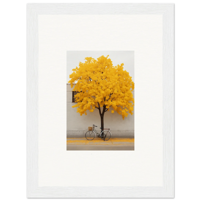 Yellow-leaved tree with a bike under it, perfect for Lemonade Gaze Reverie wall art