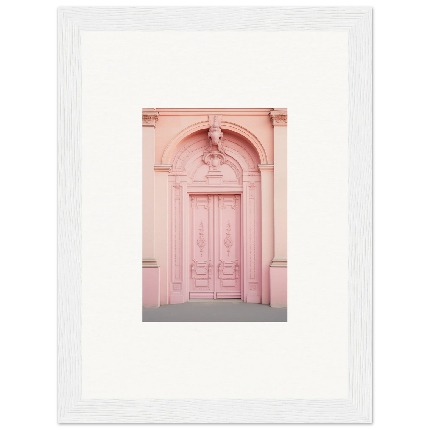 Ornate pink door with classic details from Porphyr Pink Processions special edition art™