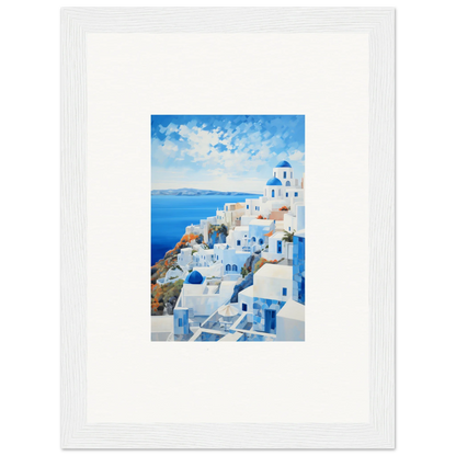 Framed watercolor painting of Santorini in premium framed wall art for your home