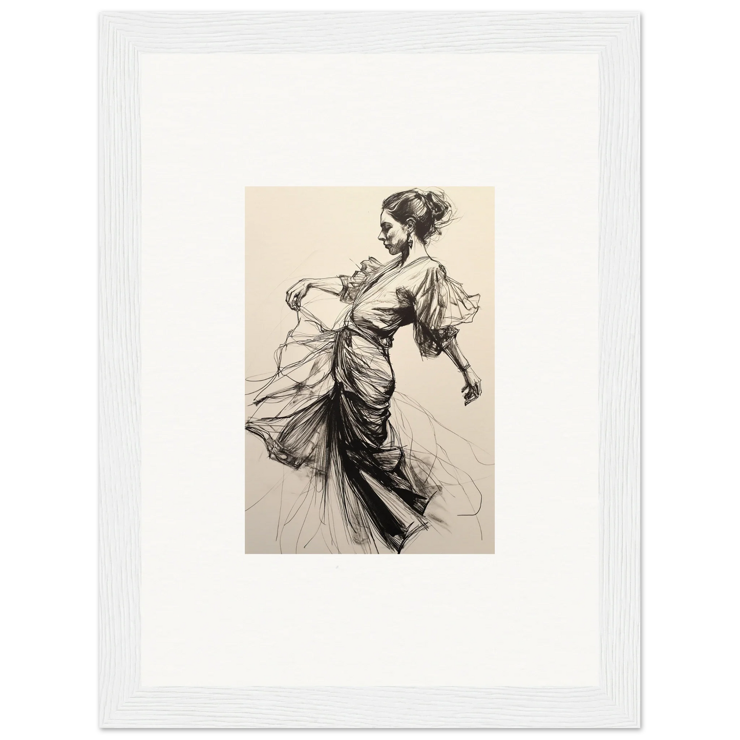 Elegant woman in flowing dress captured in Midnight Dance Whispers special edition art™