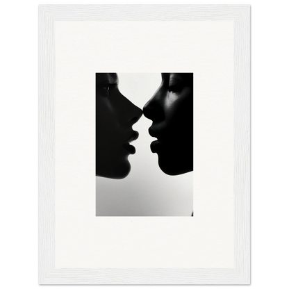 Silhouettes in an intimate pose featured in Narcissus Mirror Haze framed wall art