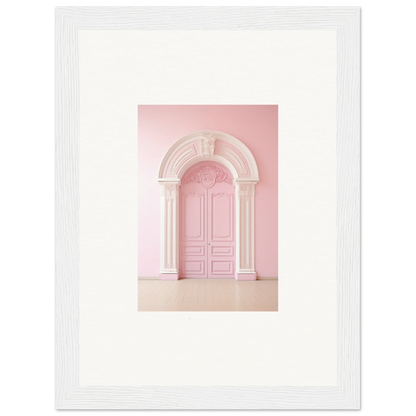 Pink arched doorway with classical molding from Portal Fantasies Unfurled framed wall art