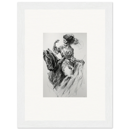 Expressive black and white sketch of horse and rider from Ephemeral Journey Grafikermania