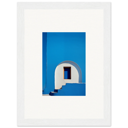 White arched doorway on a blue wall, perfect for Dreams’ Premium Framed art