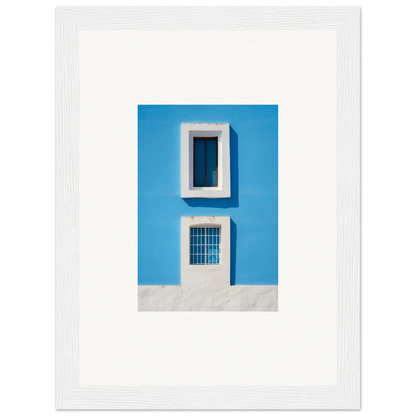 Blue wall featuring two white-framed openings, perfect for Isles Encompassed Vista art