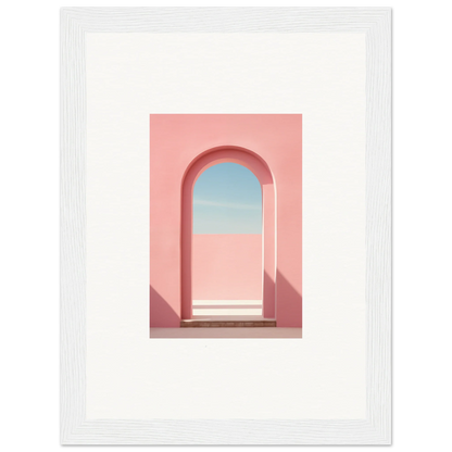 Pink arched doorway to blue sky in Echo of Horizons special edition art framed poster