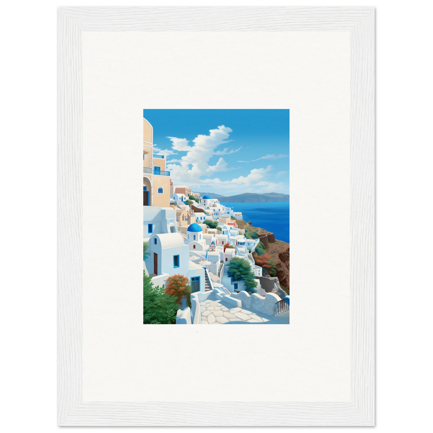 Framed photo of Santorini’s white buildings from Sunday Stahl Messiração special edition art™