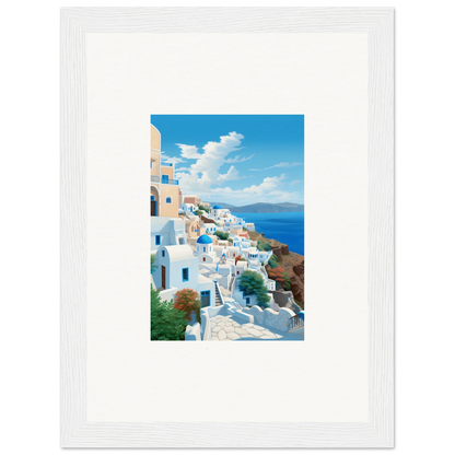 Framed photo of Santorini’s white buildings from Sunday Stahl Messiração special edition art™