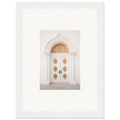 Elegant white double doors with gold patterns from Gilded Mirage Passage special edition art™