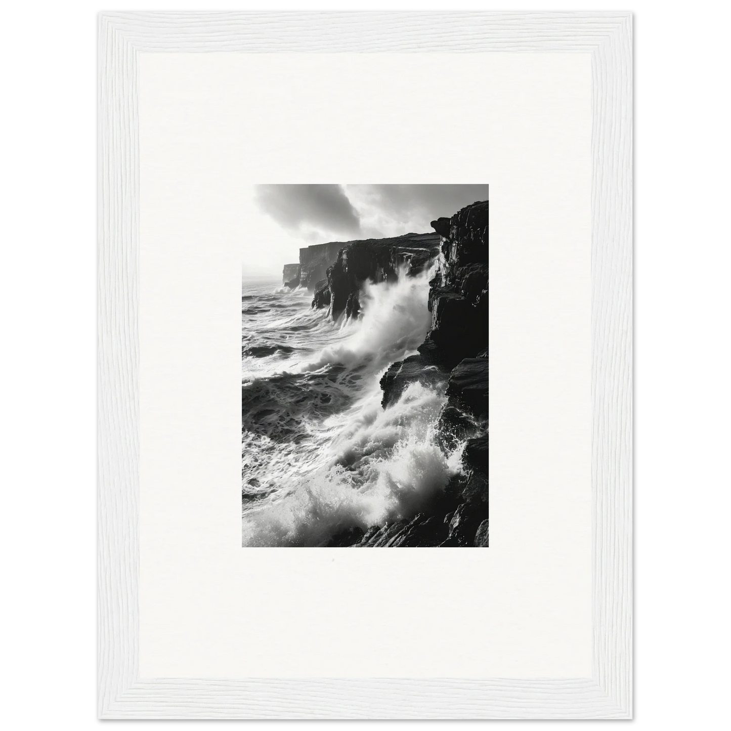 Dramatic ocean waves clash with cliffs in Rock Impressions special edition art™