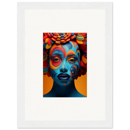 Vibrant portrait of colorful face paint and headdress for stunning wall art