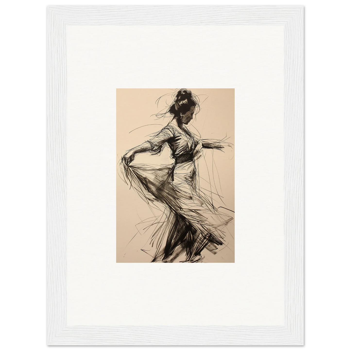 Charcoal sketch of a dancer in motion, perfect for Ephemeral Motion Whispers art