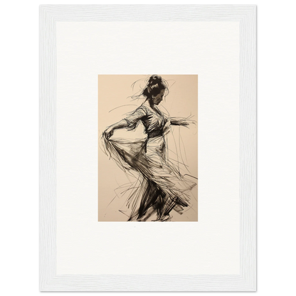 Charcoal sketch of a dancer in motion, perfect for Ephemeral Motion Whispers art