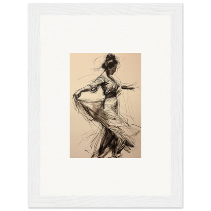 Charcoal sketch of a dancer in flowy dress from Ephemeral Whirling Arcade special edition art™