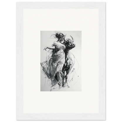 Expressive black and white sketch of two dancers in flowing motion for Metaphoric Taurus Whispers