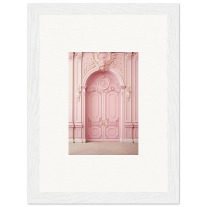 Ornate pink door with baroque moldings from the Blush Merciful Renaissance collection