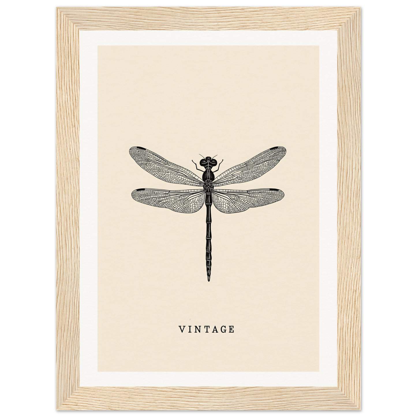 Vintage dragonfly wall art in wooden frame for elegant home decor, ideal for adding style to any room.