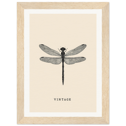 Vintage dragonfly wall art in wooden frame for elegant home decor, ideal for adding style to any room.