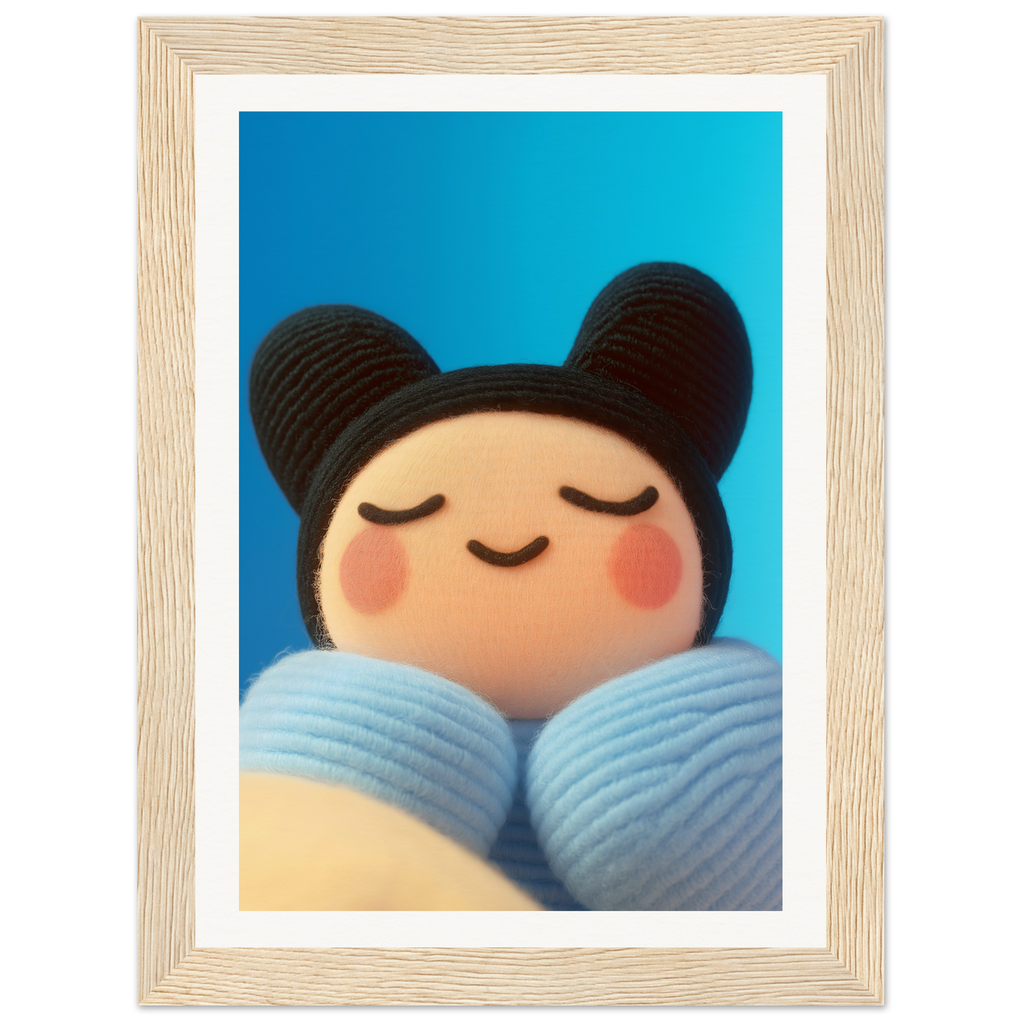 Framed Skybound Plush Reverie wall art with a serene character, perfect for adding whimsy and style to home decor and cool room decor.