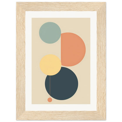 Abstract geometric artwork featuring overlapping colored circles in muted tones.