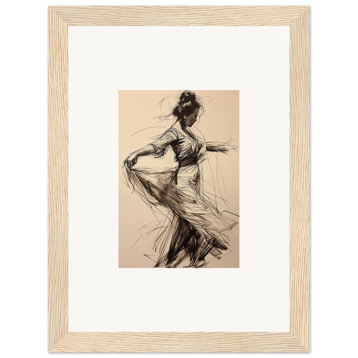 Elegant dancer sketch in motion from the Ephemeral Whirling Arcade special edition art™