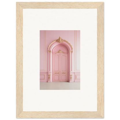 Ornate pink door with carved archway in Paris Dreams Frame special edition art™